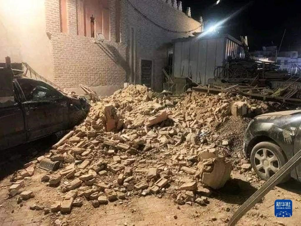 這是9月9日在摩洛哥南部城市馬拉喀什拍攝的震后景象。新華社發(fā)