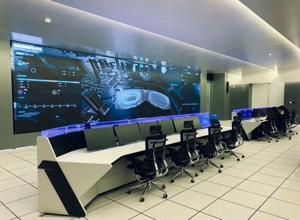 杭州奧體中心游泳館內智慧可視化平臺。 圖片來源：場館建設方