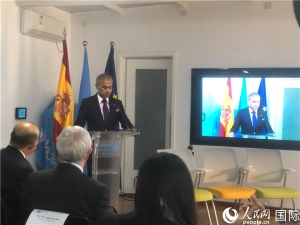 聯(lián)合國駐華協(xié)調員常啟德在研討會上致辭。 人民網記者 趙健攝