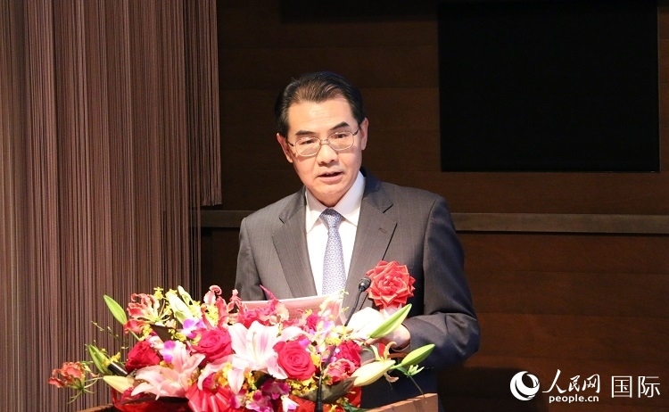 中國駐日本大使吳江浩發(fā)表致辭。人民網(wǎng) 許可攝