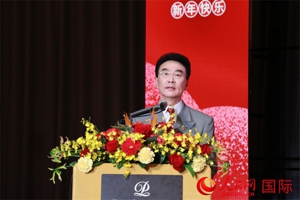 在日中國(guó)企業(yè)協(xié)會(huì)會(huì)長(zhǎng)王家馴致辭。人民網(wǎng) 許可攝