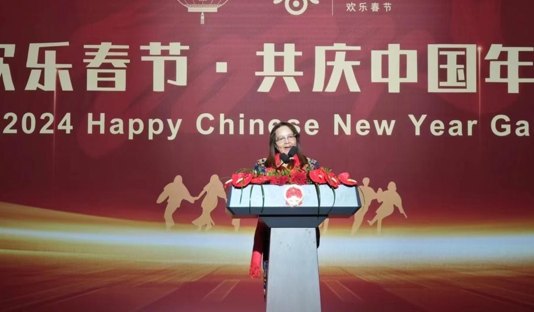 南非旅游部長德利萊女士致辭。中國駐南非大使館供圖