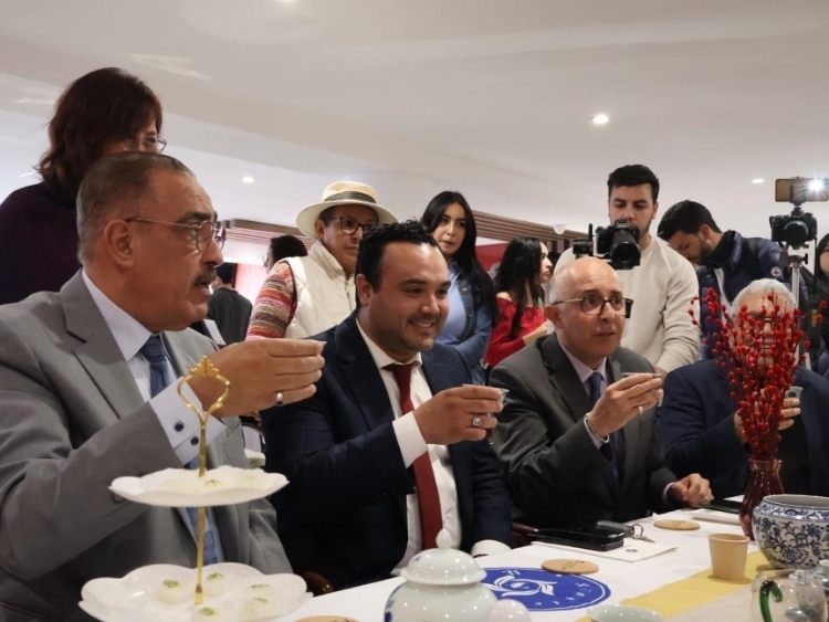 觀眾興致勃勃地體驗茶藝。陳芷珊攝