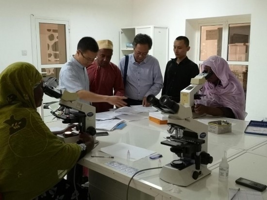 廣州中醫(yī)藥大學(xué)青蒿抗瘧援外醫(yī)療隊(duì)考察科摩羅國(guó)家瘧疾防治中心實(shí)驗(yàn)室。