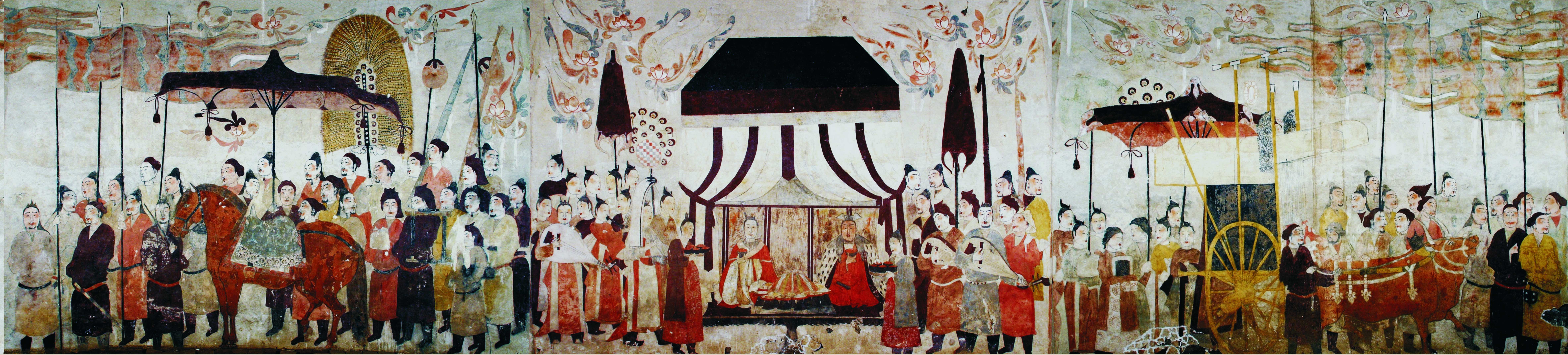 這是徐顯秀墓室壁畫展開圖。太原北齊壁畫博物館供圖