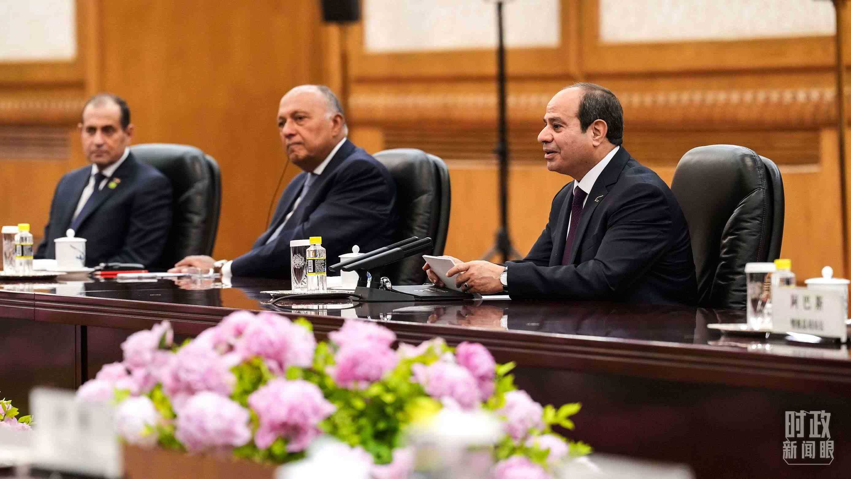 △會談中的塞西總統(tǒng)。（總臺國廣記者李晉拍攝）