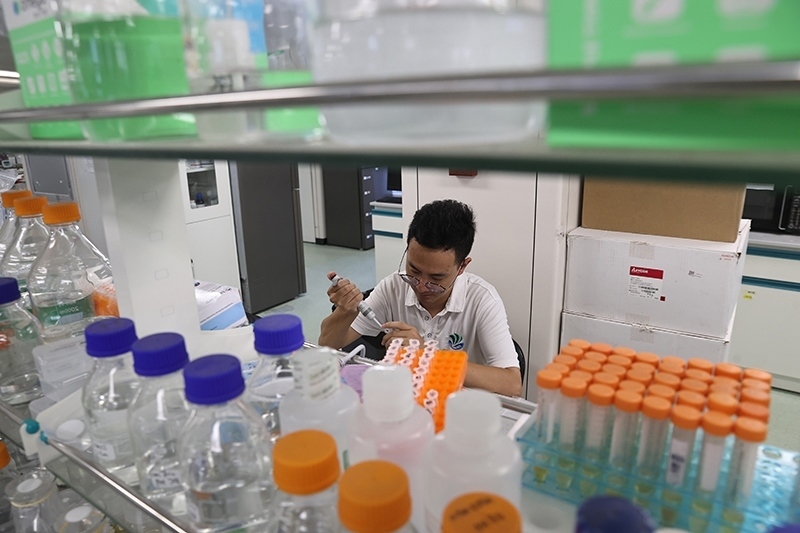 在三亞崖州灣科技城，一名青年科技工作者正在進(jìn)行科研工作。