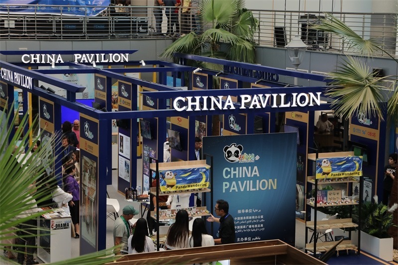 中國聯(lián)合展臺亮相阿拉伯廣播電視節(jié)。主辦方供圖