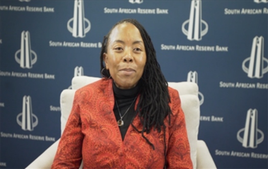 南非儲(chǔ)備銀行副行長(zhǎng)、審慎監(jiān)管局首席執(zhí)行官芬迪?查齊巴納視頻發(fā)言。（中國(guó)建設(shè)銀行約翰內(nèi)斯堡分行供圖）