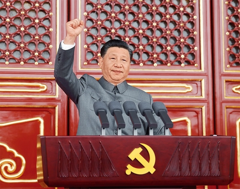 2021年7月1日，慶祝中國(guó)共產(chǎn)黨成立100周年大會(huì)在北京天安門廣場(chǎng)隆重舉行。中共中央總書記、國(guó)家主席、中央軍委主席習(xí)近平發(fā)表重要講話。 新華社記者 鞠鵬/攝