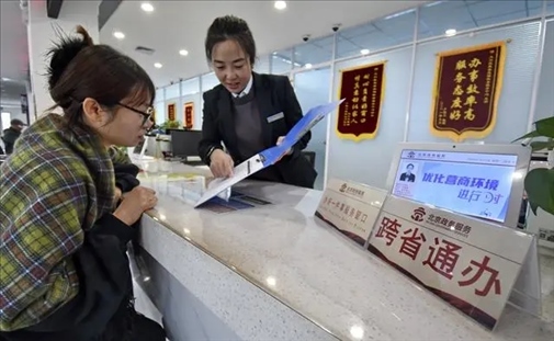 2024年3月25日，北京大興區(qū)，工作人員為群眾辦理跨省政務(wù)事宜。