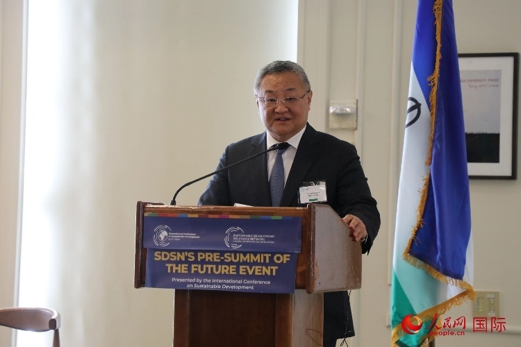 中國常駐聯合國代表傅聰大使發(fā)表演講。人民網記者 李志偉攝