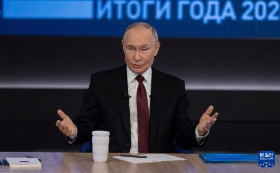 12月19日，在俄羅斯首都莫斯科，俄羅斯總統(tǒng)普京在“年度盤點”活動上講話。新華社記者 白雪騏 攝