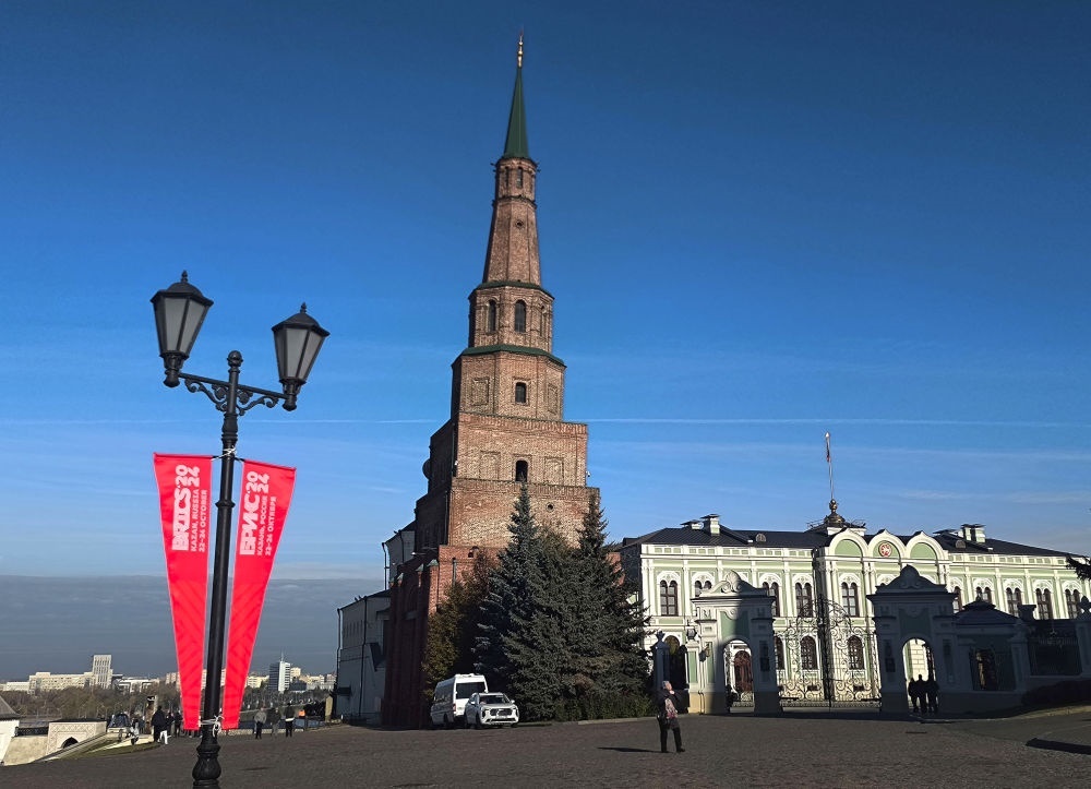 這是2024年10月20日拍攝的俄羅斯喀山克里姆林宮一景。新華社記者 丁海濤 攝