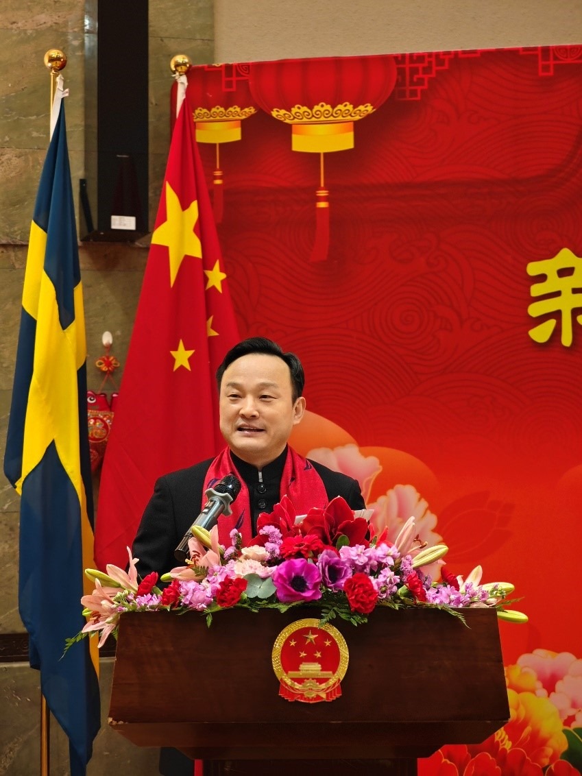 中國駐哥德堡總領(lǐng)事楊培棟致辭。中國駐哥德堡總領(lǐng)館供圖