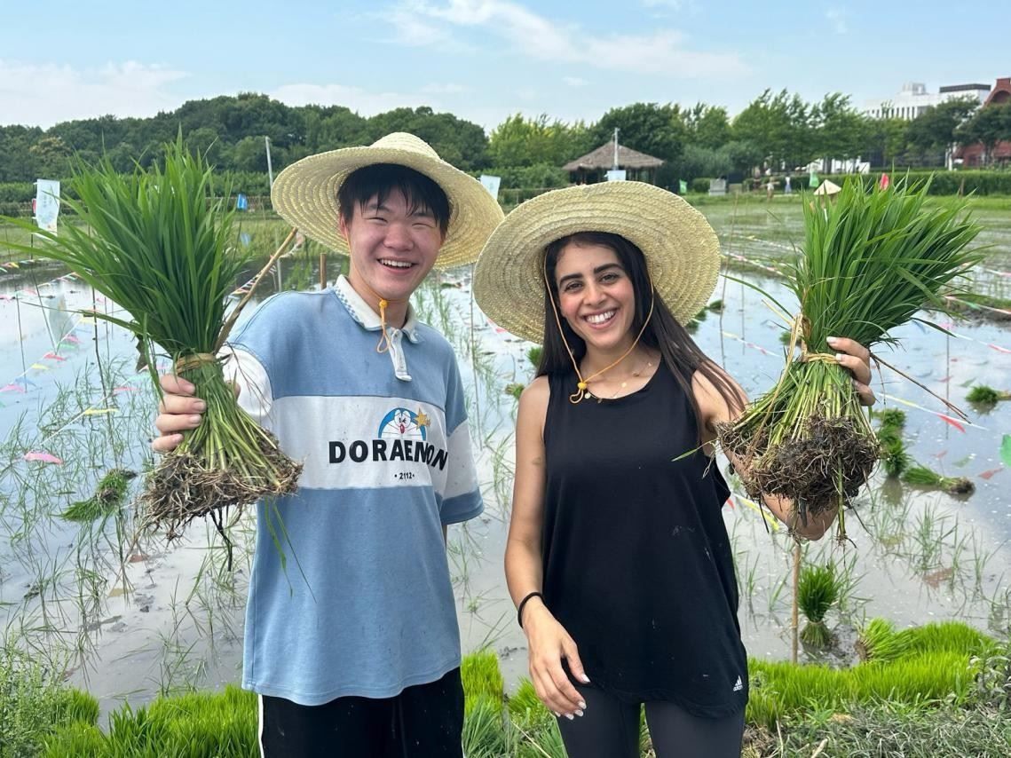 卡友琪在插秧。受訪者供圖