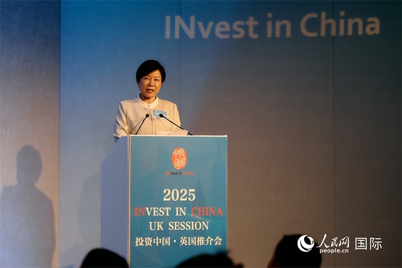 湖南省商務(wù)廳廳長龍小紅做商務(wù)工作情況推介。楊浩鵬攝。