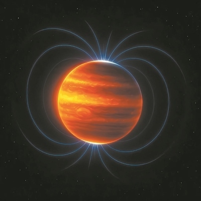 木星磁場(chǎng)（藝術(shù)圖）。圖片來源：物理學(xué)家組織網(wǎng)
